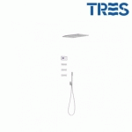 KIT DE DOUCHE THERMOSTATIQUE ÉLECTRONIQUE ET ENCASTRÉ SHOWER TECHNOLOGY BLANC MAT - TRES 09286408BM