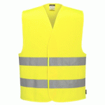 LOT DE 12 - PORTWEST ES474 ES1 ESSENTIAL GILET À DEUX BANDES HAUTE VISIBILITÉ JAUNE - TAILLE S