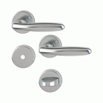 POIGNÉES DE PORTE SUR ROSACES RONDES VERONA - ALUMINIUM FINITION INOX - CONDAMNATION HOPPE