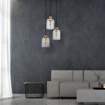 TK LIGHTING SUSPENSION EN VERRE SATIPO, 3 LAMPES, TRANSPARENTE