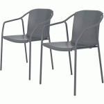 FAUTEUIL JARDIN EMPILABLE BLEU GRIS ANTHRACITE ROD EN LOT - EZPELETA