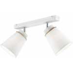 LICHT-ERLEBNISSE - PLAFONNIER BLANC TISSU MÉTAL 2 FLAMMES E27 SPOT DE PLAFOND - BLANC, BOIS