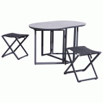PACK BALCON 1 TABLE + 2 TABOURETS - GRAPHITE - PROLOISIRS