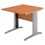 BUREAU DROIT PRONTO MÉTAL - L.80 X P.80 CM - PLATEAU AULNE - PIEDS L ALUMINIUM