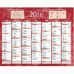 LOT DE 5 - CALENDRIER SEMESTRIEL MURAL 2027 - ROUGE - 38,5 X 54 CM - 7 MOIS