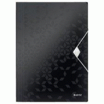 LOT DE 3 - CHEMISE À ÉLASTIQUE WOW, A4, PP, NOIR MÉTALLISÉ