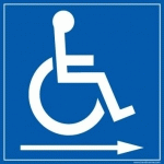 LOT DE 2 - PANNEAU PICTO PMR FLÈCHE DROITE - 250 X 250 - PVC