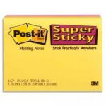 POST-IT LOT 4 BLOCS ASSORTIS SUPER STICKY 45 FEUILLES 20X14,9CM. COLORIS NÉON ROSE, VERT, ORANGE, JAUNE