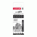 STYLO FEUTRE UNI BALL À CAPUCHON POINTE CALIBRÉES ASSORTIES - POCHETTE DE 5