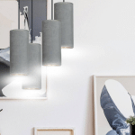 EMIBIG LIGHTING SUSPENSION JONI TISSU RONDE 4 LAMPES GRIS DORÉ