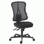 CHAISE DE BUREAU ANDRIO TISSU ET MAILLE NOIR - DOSSIER HAUT SANS ACCOUDOIRS SOUTIEN LOMBAIRE - MÉCANISME SYNCHRONE - PIEDS NOIR