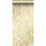 PAPIER PEINT FEUILLES DE PALMIER - 0,53 X 10,05 M DE ESTAHOME OR ET BLANC