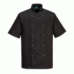 LOT DE 2 - PORTWEST C733 VESTE DE CUISINE CUMBRIA NOIR - TAILLE XS