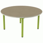 TABLE CARÉLIE ROND Ø120 T3 STR POLY. HÊTRE MIEL BEIG/VERT AC - MOBIDECOR