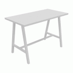 TABLE HAUTE SYNERGY L 160 X P 80 X H 107 CM PIED MÉTAL BLANC PLATEAU BLANC