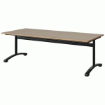 TABLE MALIBU 180X80 T3 DL STRA ALAISÉ CHÊNE 1146/NOIR 9005