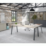 BUREAU DROIT INDIVIDUEL CHÊNE CLAIR 180 X 80 CM, PIÉTEMENT MÉTAL ALUMINIUM - ARCH