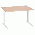 BUREAU DROIT L 120 CM PIÈTEMENT EXCELLENS MÉTAL PLUS CHÊNE CLAIR / BLANC