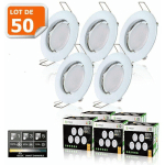 50 SPOTS LED 3-STEP DIMMABLE SANS VARIATEUR 7W EQ.56W BLANC NEUTRE FINITION BLANC