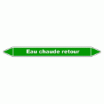 LOT DE 4 - MARQUEUR TUYAUTERIE - EAU CHAUDE RETOUR - VINYLE LAMINÉ 355 X 37 MM