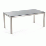 TABLE DE JARDIN 180 X 90 CM AVEC PLATEAU EN GRANIT GRIS ET STRUCTURE EN ACIER INOX DESIGN MODERNE ET CONTEMPORAIN - GRIS