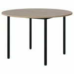 TABLE MALIBU Ø 120 T6 4P STRA ABS CHÊNE 1146/NOIR 9005 - MANUTAN EXPERT