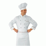 VESTE CHEF CUISINIER PRESTIGE XXXL BLANC LISERÉ TRICOLORE 100% COTON