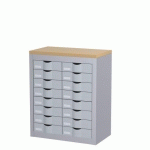 MODULE 2 COLONNES 16 TIROIRS H 75 CM PAPERFLOW ALUMINIUM