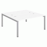 PÔLE 2 BUREAUX L 160 CM PLATEAUX BLANC - TEAM LINE PIÈTEMENT MÉTAL ALUMINIUM
