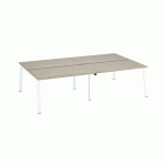 PÔLE DE 4 BUREAUX ECLA CHÊNE GRIS L 140 X P 80 CM PIÈTEMENT MÉTAL BLANC