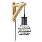 BARCELONA LED - APPLIQUE MURALE EN BOIS ET CAGE MICA AVEC AMPOULE DE 4W 2000K - GRIS - GRIS