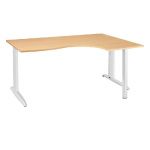 BUREAU COMPACT RETOUR À DROITE ACTUAL - L. 180 X P. 120 CM - PLATEAU CHÊNE  - PIEDS L BLANC