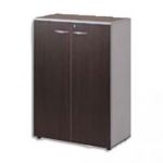 MT INTERNATIONAL ARMOIRE DEMI HAUTE À PORTES PLEINES 2 TABLETTES RÉGLABLES WENGÉ L90 X H127 X P48 CM