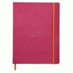 RHODIARAMA CARNET SOUPLE 19X25 CM 160 PAGES LIGNÉ PAPIER IVOIRE 90G FERMETURE ÉLASTIQUE - FRAMBOISE