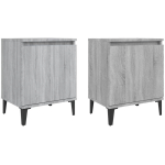 TABLES DE CHEVET PIEDS EN MÉTAL 2 PCS SONOMA GRIS 40X30X50 CM