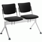 POUTRE CAMPUS TAPISSÉE TISSU POUR VISITEUR - 2 PLACES - NOIR - QUADRIFOGLIO