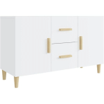 BUFFET BLANC BRILLANT 100X36X60 CM BOIS D'INGÉNIERIE