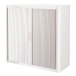 ARMOIRE POLYSTYRÈNE EASYOFFICE - A RIDEAUX - L. 110 X H. 104  CM - CORPS BLANC  - RIDEAUX BLANC