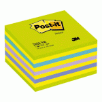 BLOC-CUBE REPOSITIONNABLE COULEURS NÉON VERT POST-IT 76 X 76 MM - BLOC DE 450 FEUILLES