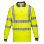 LOT DE 2 - PORTWEST S271 POLO COTON MAJORITAIRE MANCHES LONGUES JAUNE - TAILLE M