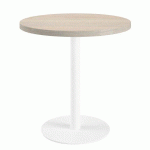TABLE DE RÉUNION RONDE ECLA CHÊNE GRIS Ø 80 CM PIÈTEMENT BLANC