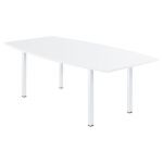 TABLE TONNEAU ACTUAL L. 200 X 100 CM - PLATEAU BLANC - 4 PIEDS CARRÉS BLANC