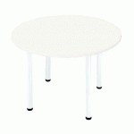 TABLE RONDE L 120 CM EXCELLENS PLATEAU BLANC 4 PIEDS MÉTAL BLANC