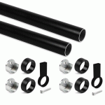 TUBE PENDERIE ROND 28 MM - ALU - AVEC SUPPORTS - PAR 2 - NOIR - 1150MM EMUCA