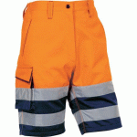BERMUDA DE TRAVAIL HAUTE VISU. MARINE/ORANGE FLUO 3XL PHBE2 - DELTAPLUS