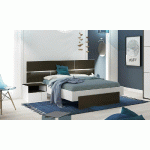 LIT CLIPPER  BLANC ET GRIS ANTHRACITE 160X200 CM