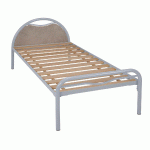 LIT TÊTE MÉTAL/PANNEAU BÉTON ALBA SOMMIER LATTE 90X200CM COLORIS RAL 9006 ALU - MANUTAN COLLECTIVITÉS