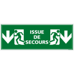 SIGNALETIQUE.BIZ FRANCE - PANNEAU ISSUE DE SECOURS FLÈCHES VERS LE BAS. PANNEAU SORTIE DE SECOURS. AUTOCOLLANT ISSUE SECOURS, PVC, ALU - ADHÉSIF