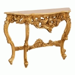 BISCOTTINI - TABLE CONSOLE EN BOIS AVEC FINITION FEUILLE D'OR ANTIQUE MADE IN ITALY