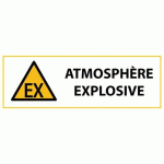 LOT DE 2 - SIGNALÉTIQUE DANGER W021 - ATMOSPHÈRE EXPLOSIVE - NORME ISO 7010 - 450 X 150 MM - VINYLE SOUPLE AUTOCOLLANT